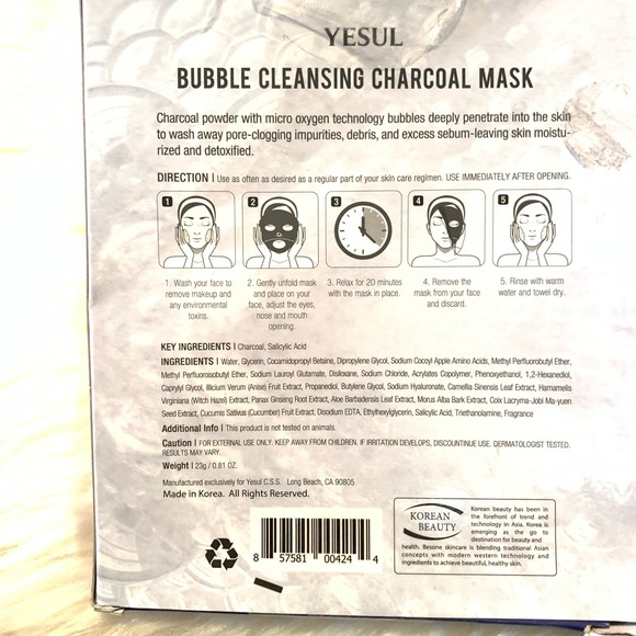 🆕YESUL Bubble 5 Cleansing Charcoal Masks - Picture 2 of 6